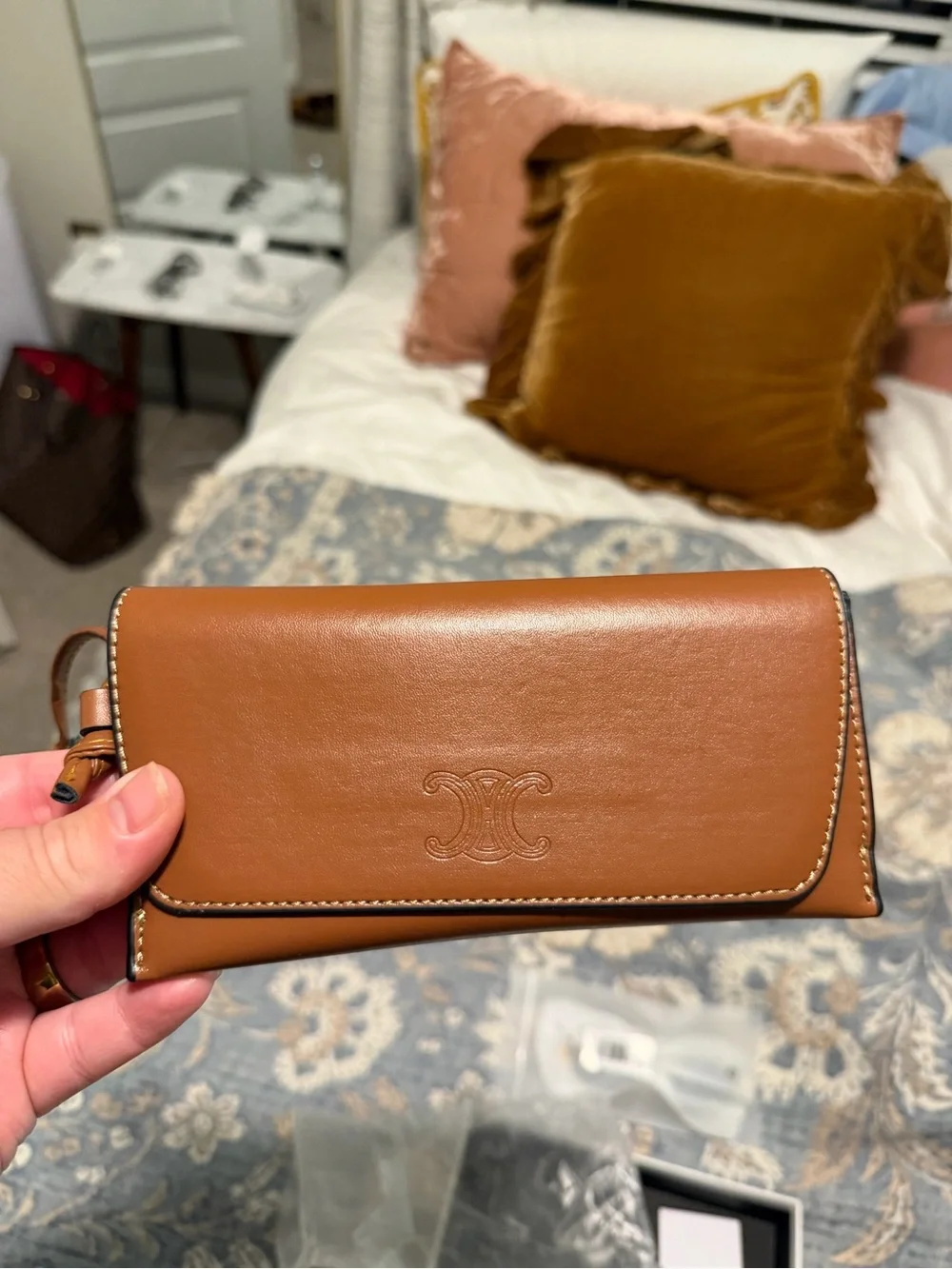 AUTHENTIC Celine Triomphe Metal Oval Sunglasses in Gold and Green